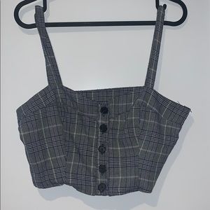 Plaid buttoned up cropped tank